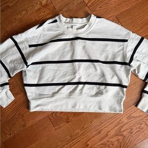 lululemon athletica Cream & Black Striped Crewneck